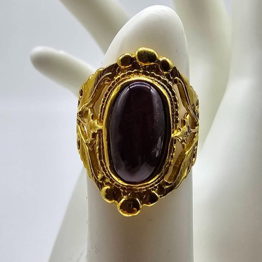 Deep Red Ruby Ring – 18K Yellow Gold-Plated Sterling Silver