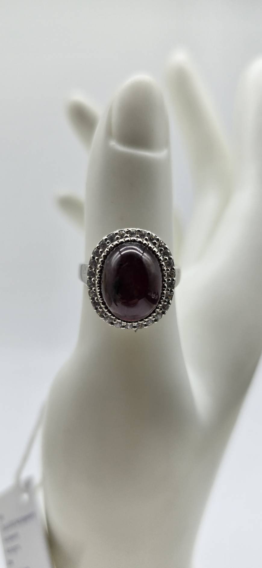 Tiny star Ruby, white topaz ring size 55