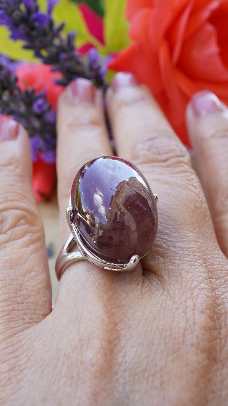 54-Carat Brownish Red Ruby Solitaire Ring – 18K White Gold Plated Sterling Silver