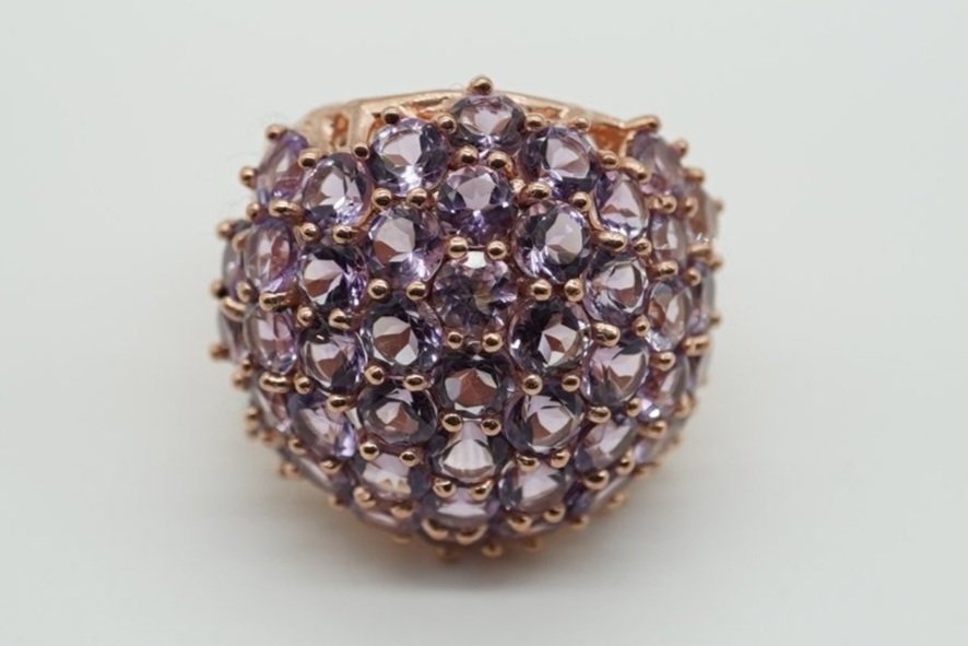 Amethyst Cluster Dome Ring – 18K Rose Gold Vermeil on Sterling Silver