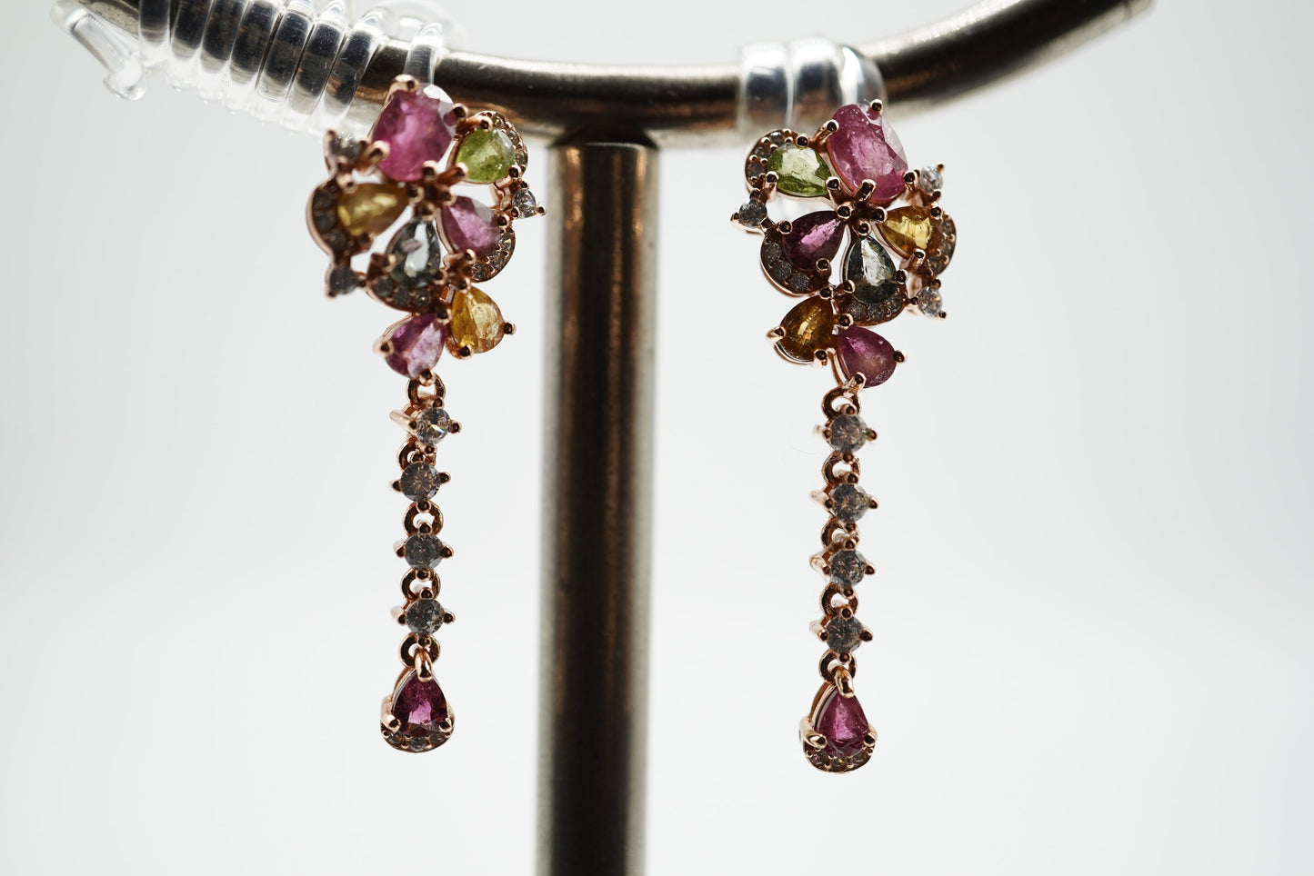 Fairytale Tourmaline & White Topaz Chandelier Earrings – Rose Gold-Plated Sterling Silver