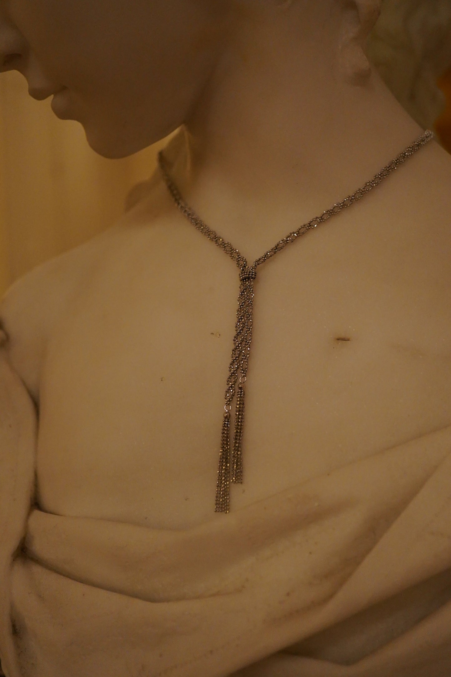 1920s Mini Lace Y Necklace – 925 Sterling Silver (Château Collection)