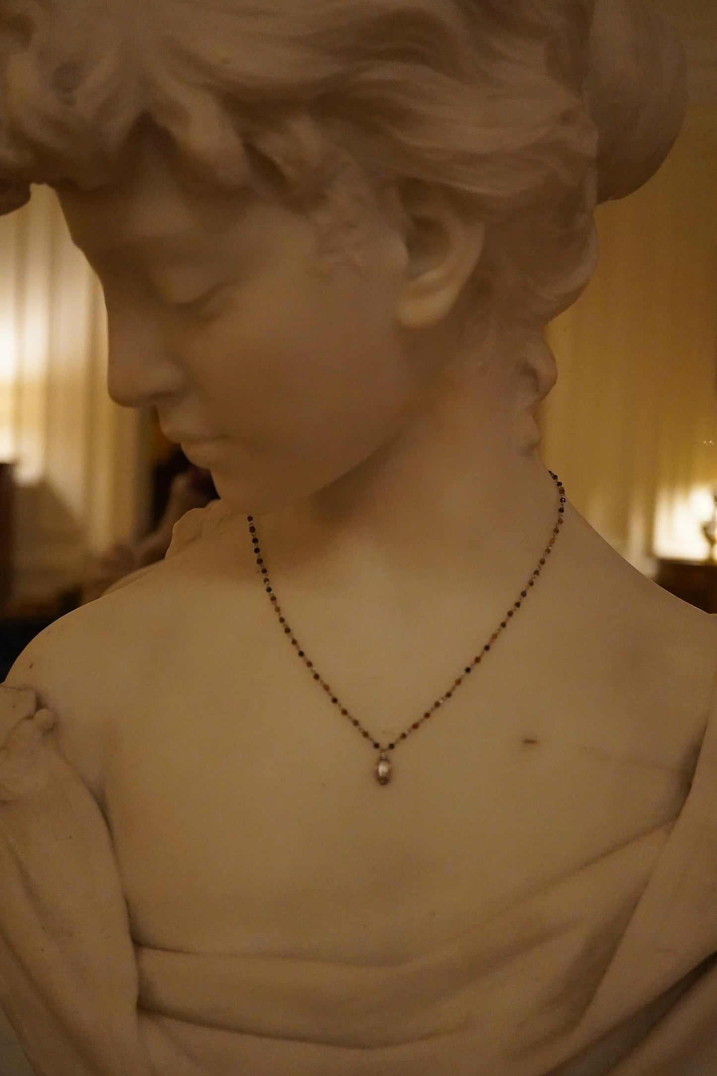 1920s Tiger’s Eye Beaded Necklace – 925 Sterling Silver (Château Collection)