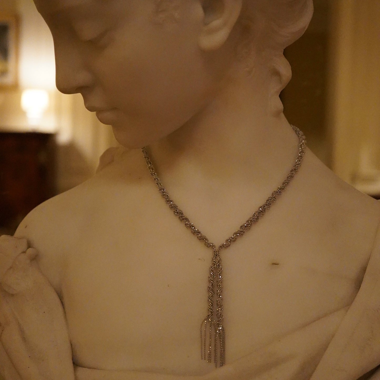1920s Sexy Lace Y Necklace – 925 Sterling Silver (Château Collection)