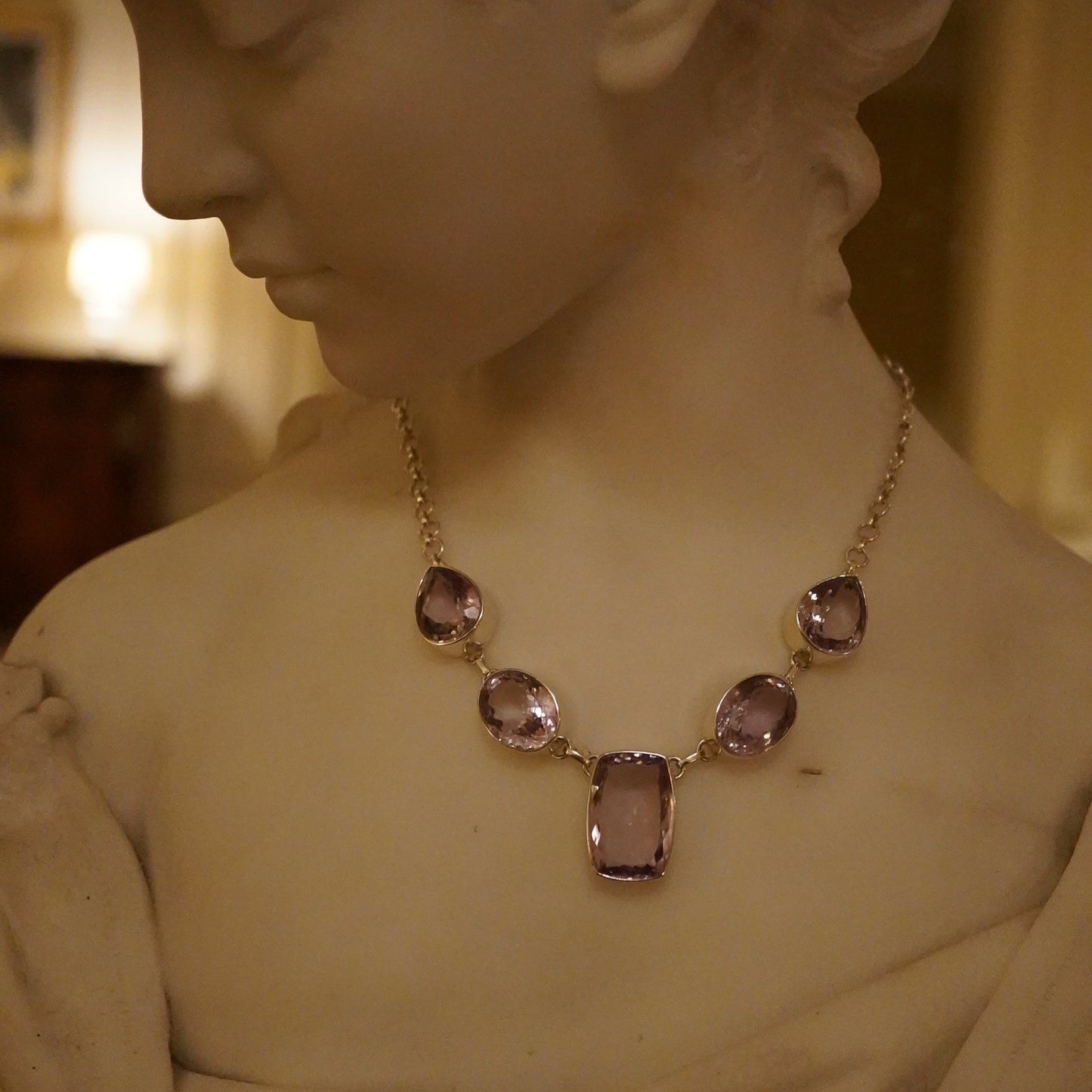 1920s Rare Lavender Amethyst Necklace – 150 Carats, 925 Sterling Silver (Château Collection)