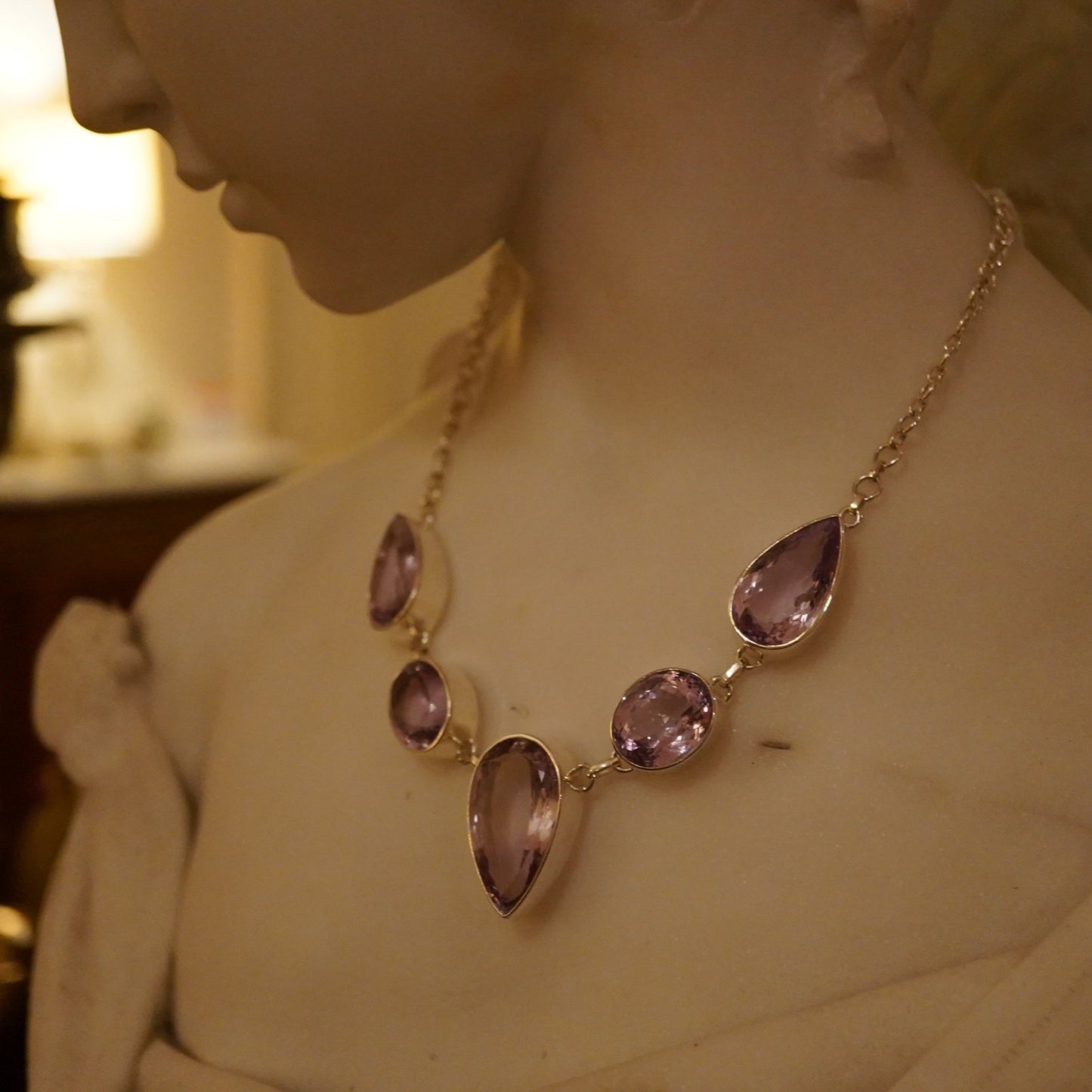 1920s Rare Lavender Amethyst Necklace – 150 Carats, 925 Sterling Silver (Château Collection)