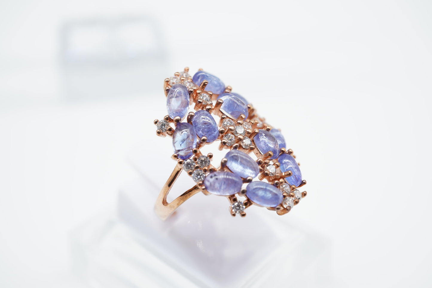 Tanzanite Marquise Drop Earring & Ring Set – White Rhodium-Plated Sterling Silver