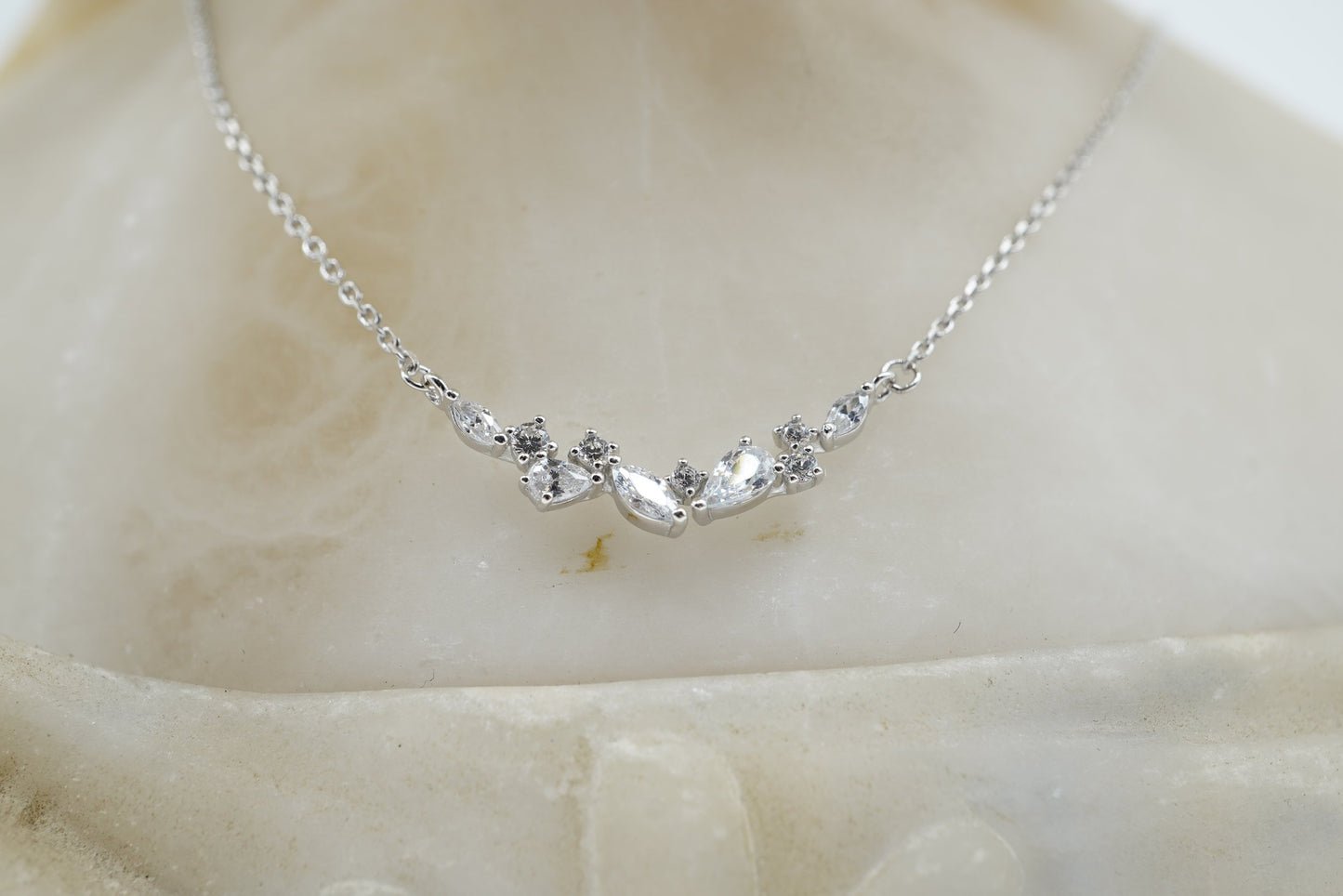 Moissanite Choker Necklace & Earring Set – Sterling Silver, Rhodium Plated