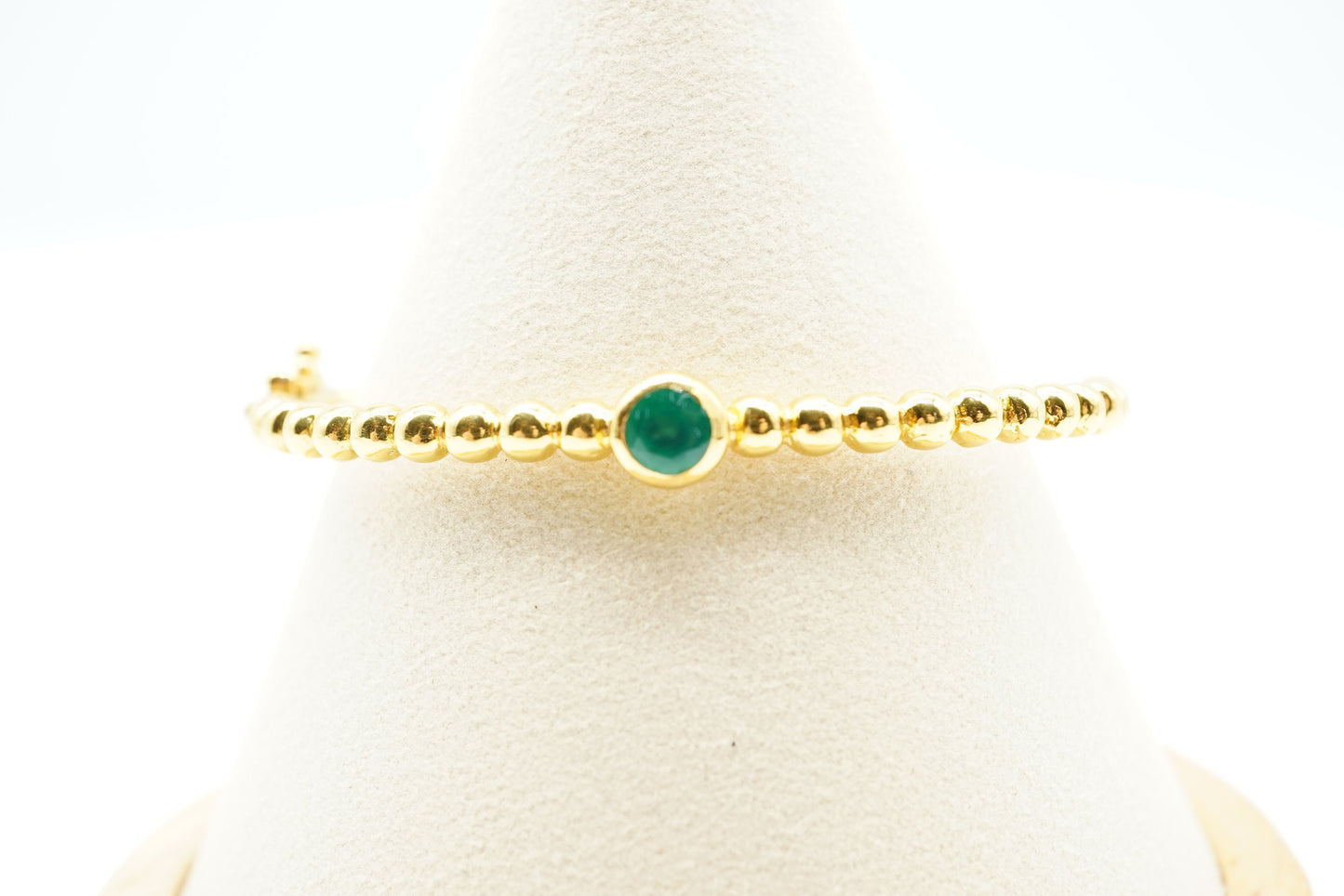 Emerald Bangle with Secure Clasp – 18K Gold-Plated Sterling Silver