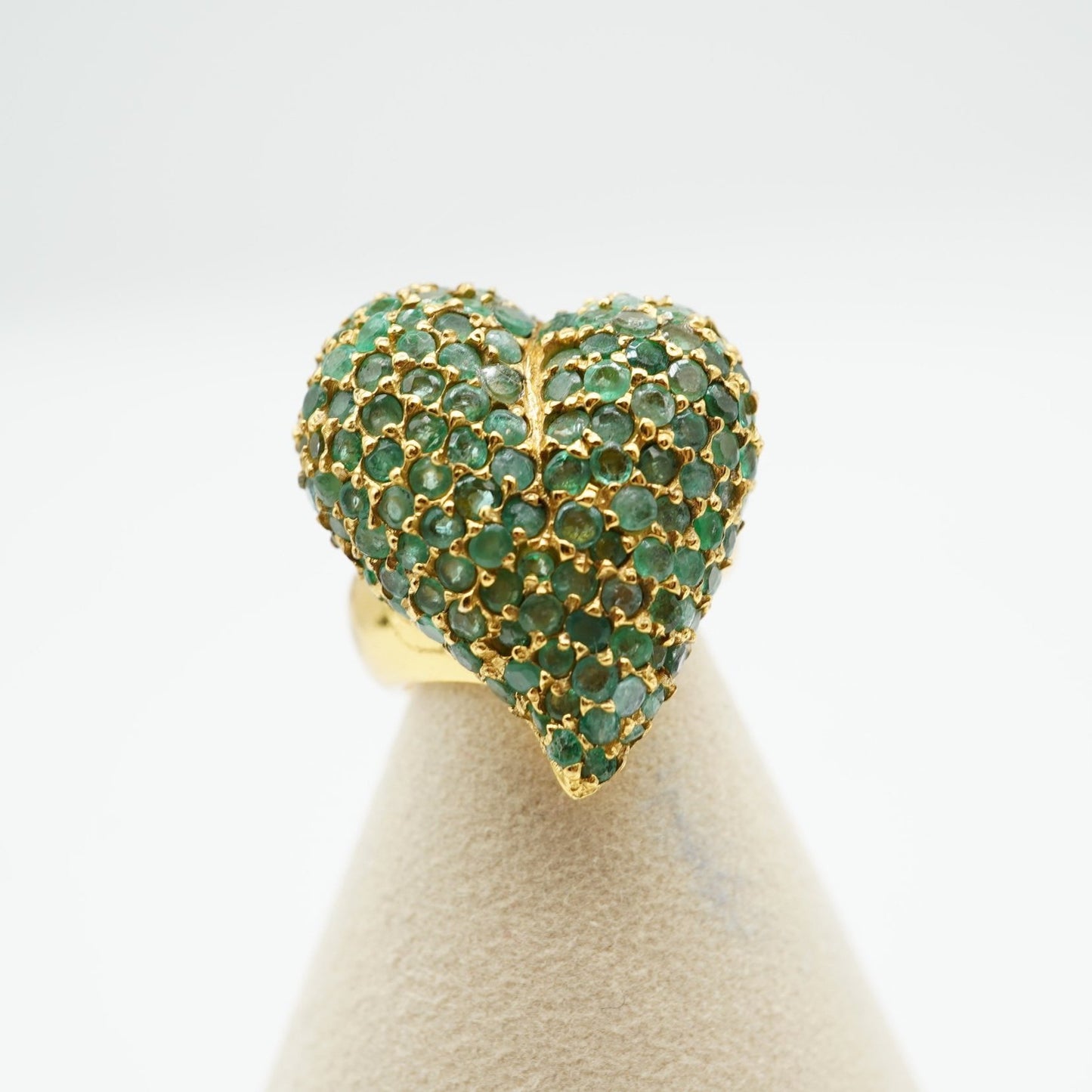 Emerald Puff Heart Ring – Yellow Gold-Plated Sterling Silver
