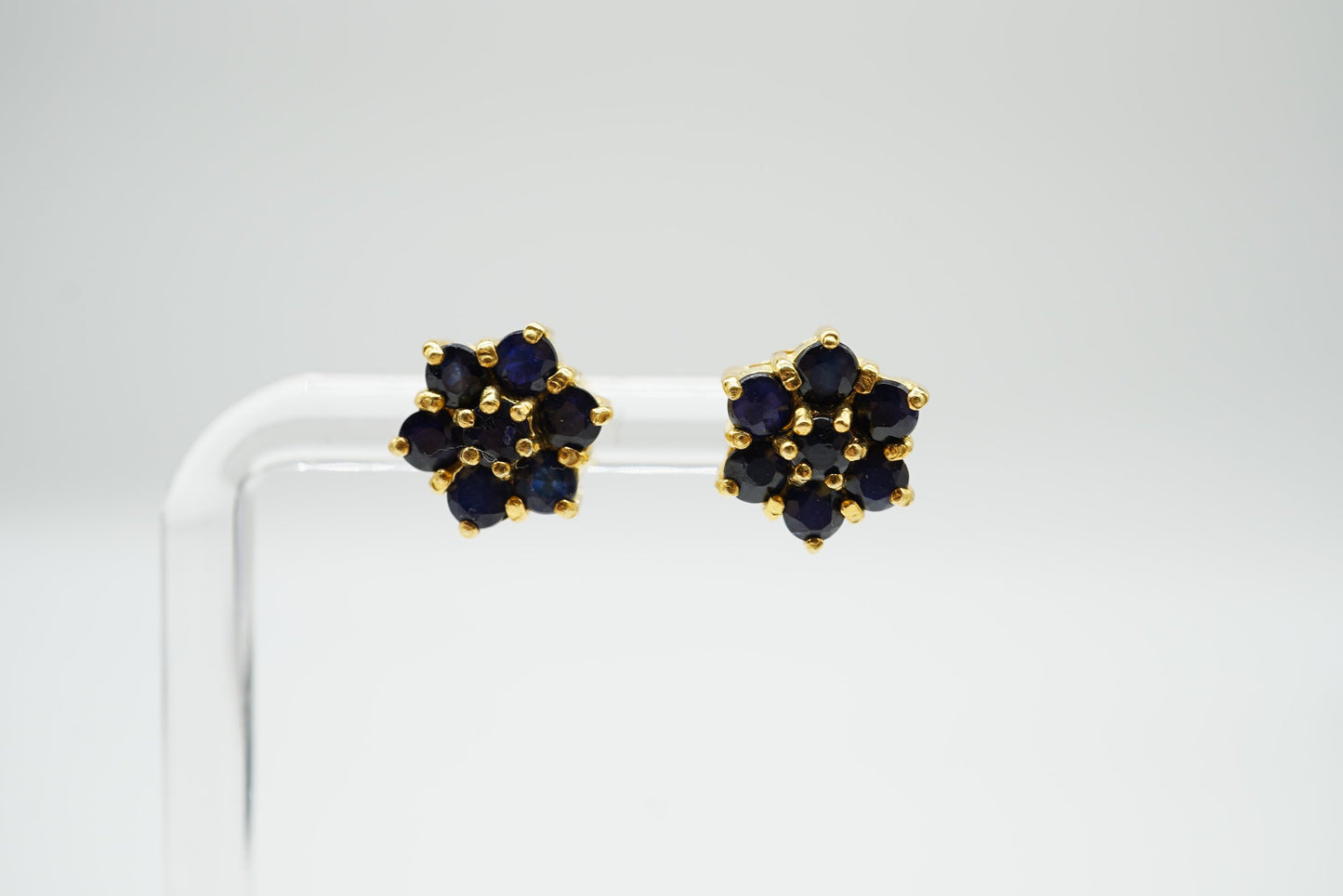 Sapphire Daisy Earrings – Yellow Gold Plated Sterling Silver