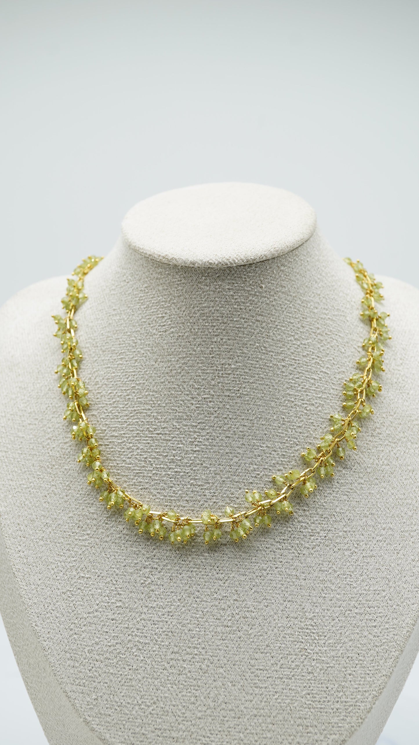 Green Peridot Beaded Necklace – 14K Gold Plated Sterling Silver