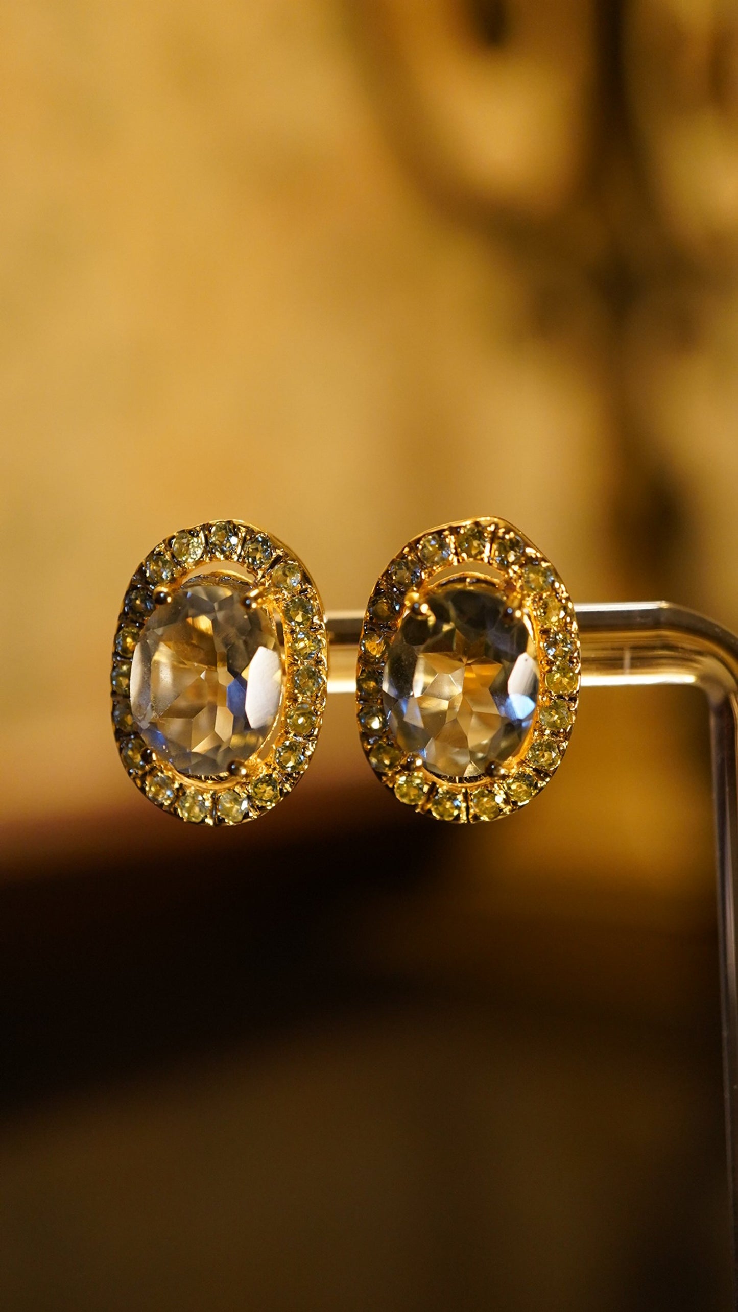 Elegant Green Amethyst Earrings – 18K Gold-Plated Sterling Silver