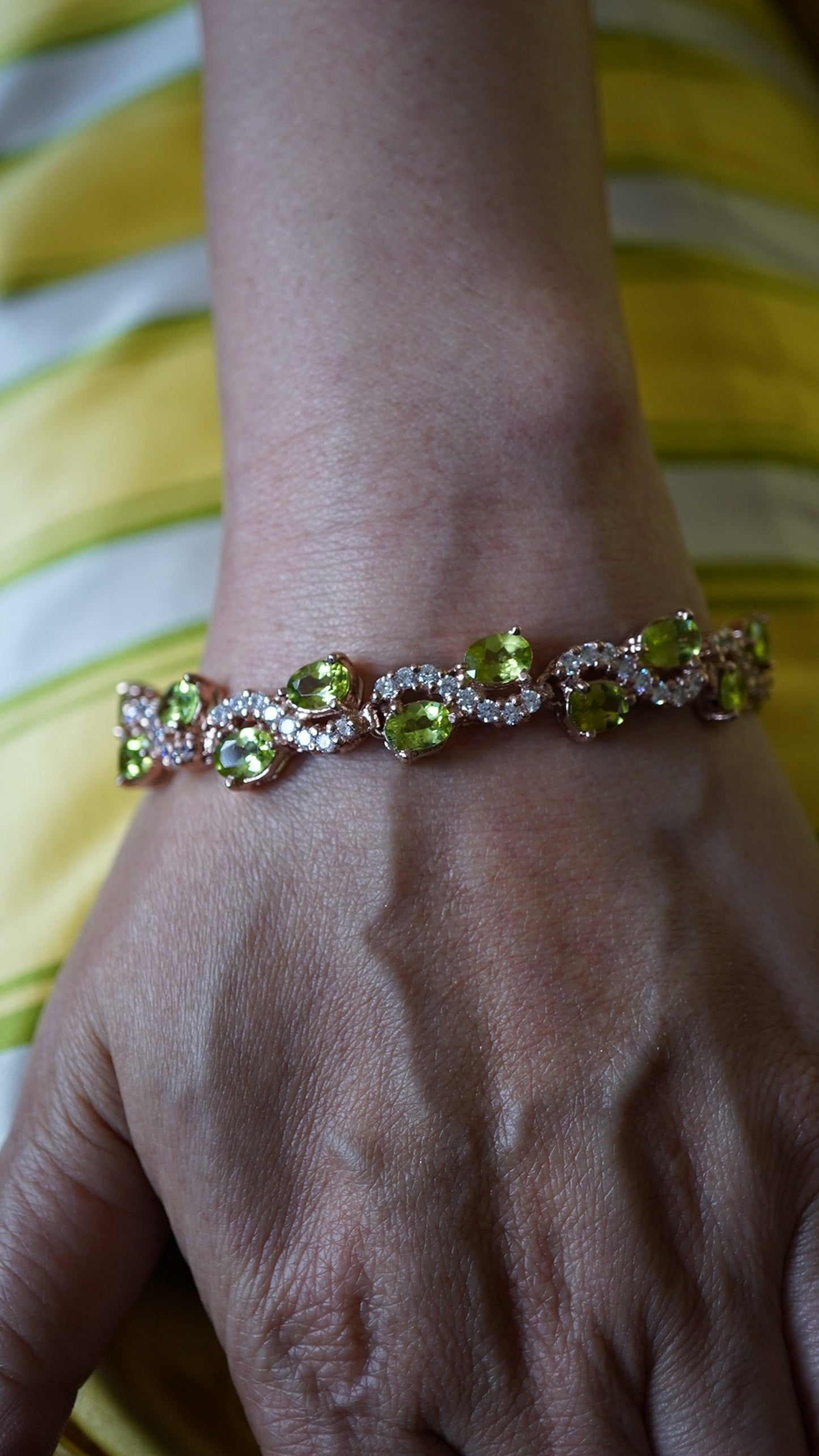Peridot & White Topaz Swirl Bracelet – 18K Rose Gold-Plated Sterling Silver