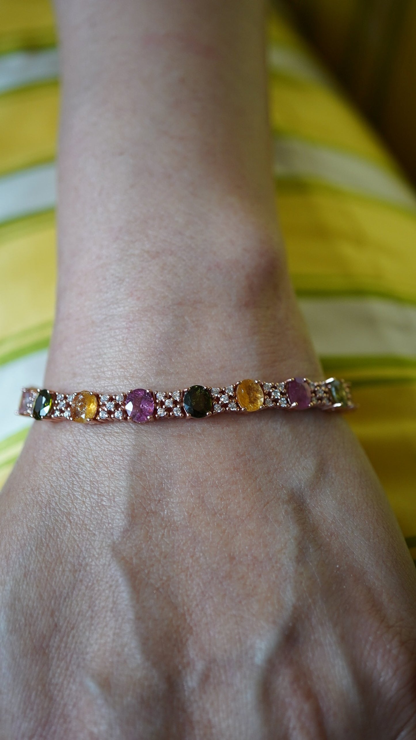 Multicolor Tourmaline & Zircon Bracelet – 18K Rose Gold Plated Sterling Silver