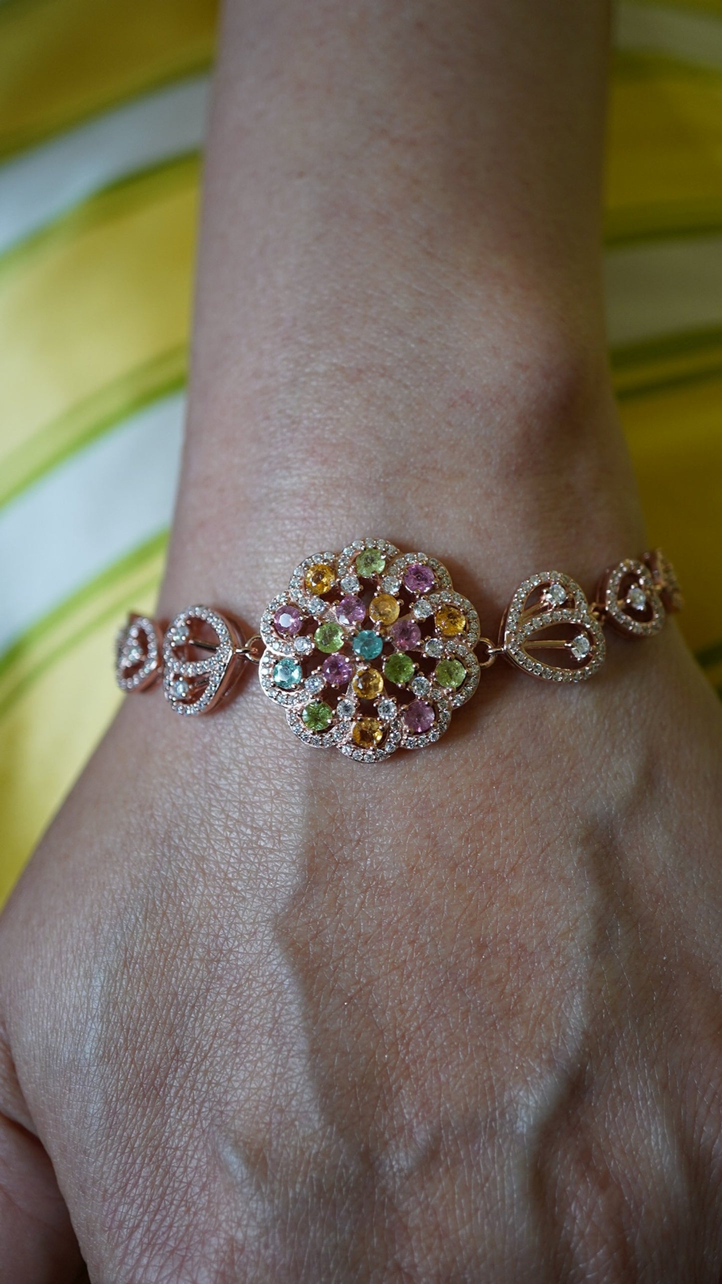 Natural Tourmaline Bracelet – 18K Rose Gold Plated Sterling Silver