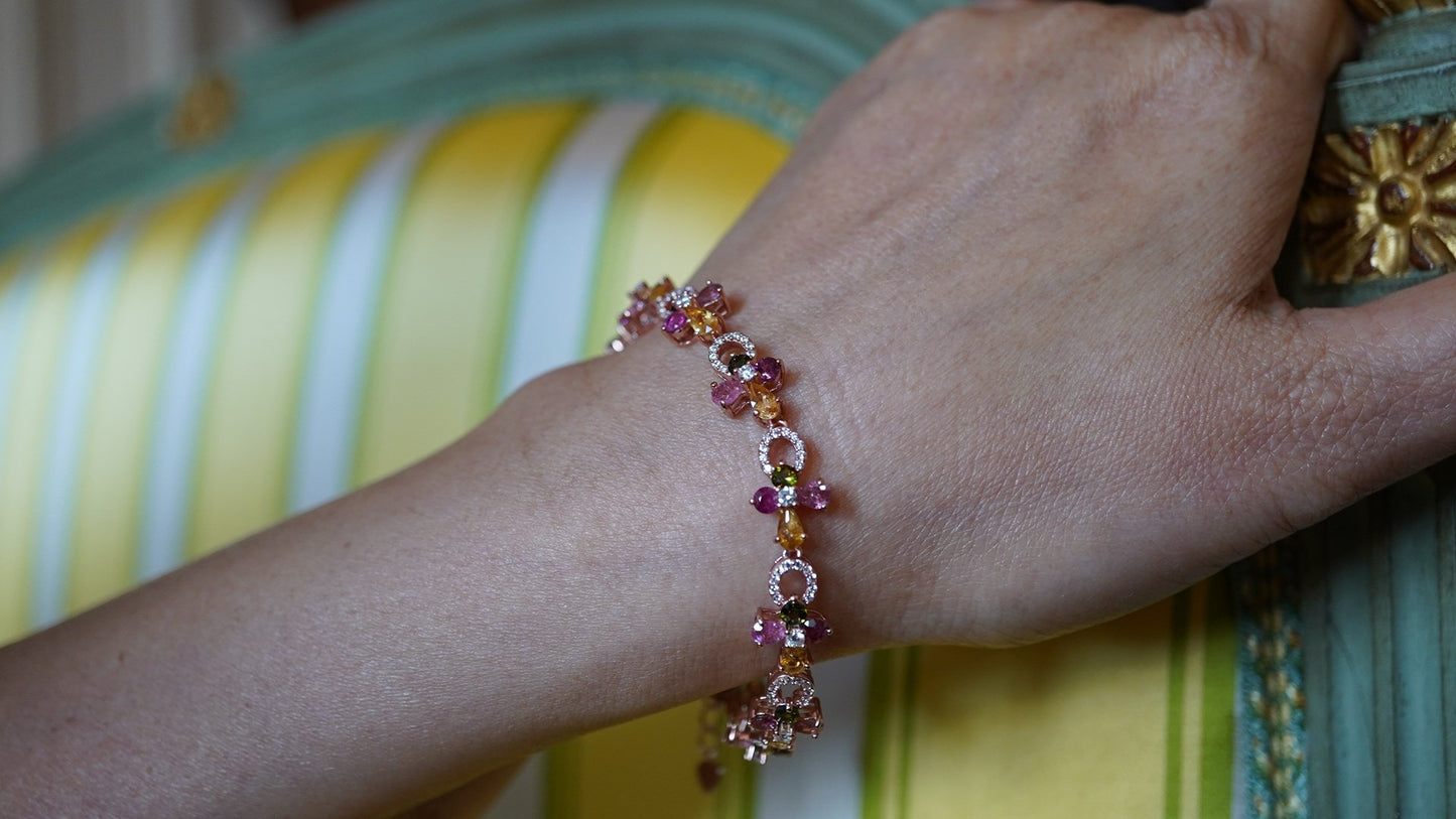 Natural Tourmaline Bracelet – 18K Rose Gold-Plated Sterling Silver