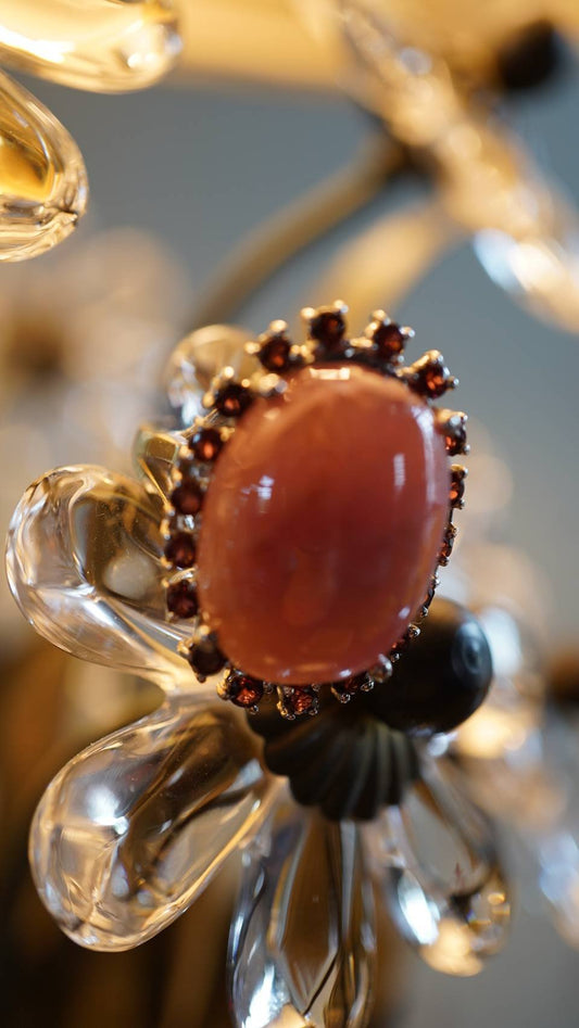 25-Carat Cacao Gold-Tone Ruby & Garnet Ring – 18K White Gold Plated Sterling Silver